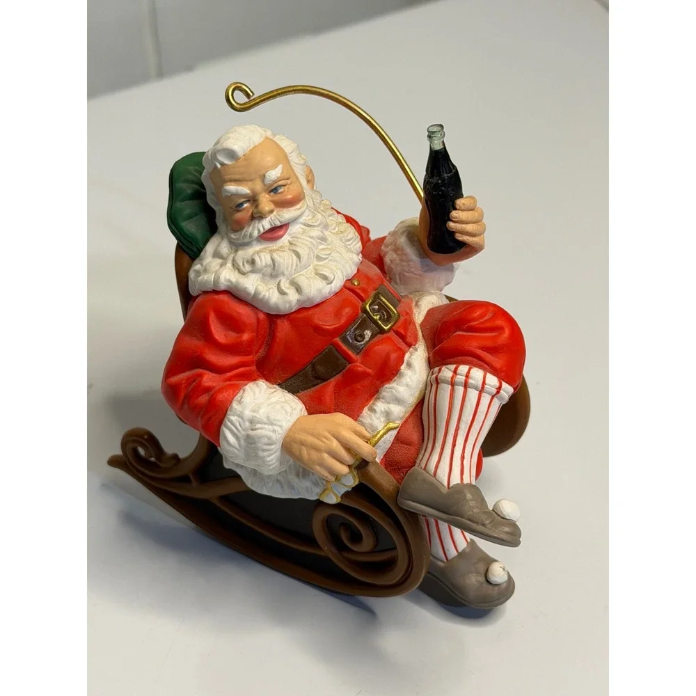 VTG Coca-Cola Ornament Santa Rocking‎ Chair Red 1997 Holiday Christmas Decor OS
